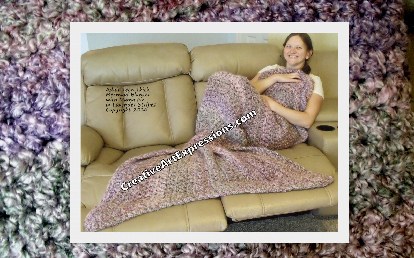 Thick Mermaid Blanket Adult Teen in Lavender Stripes