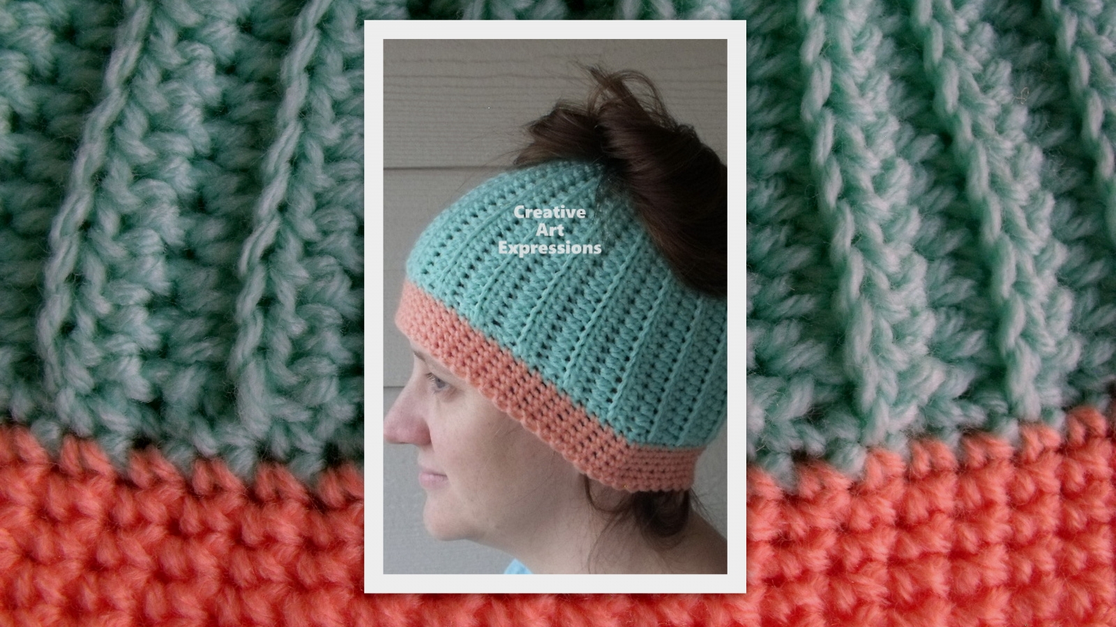 Coral & Aqua Messy Bun Hat