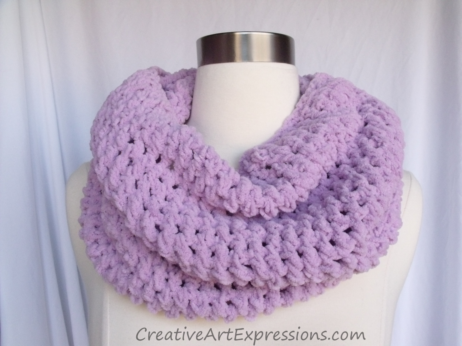 Creative Art Expressions Hand Crocheted Lavender Infinity Scarf