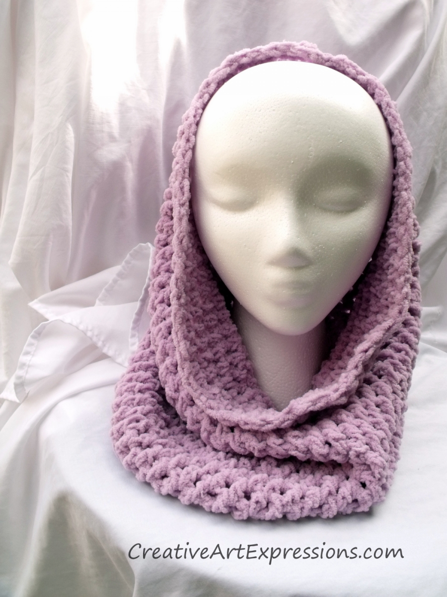 Creative Art Expressions Hand Crocheted Lavender Infinity Scarf