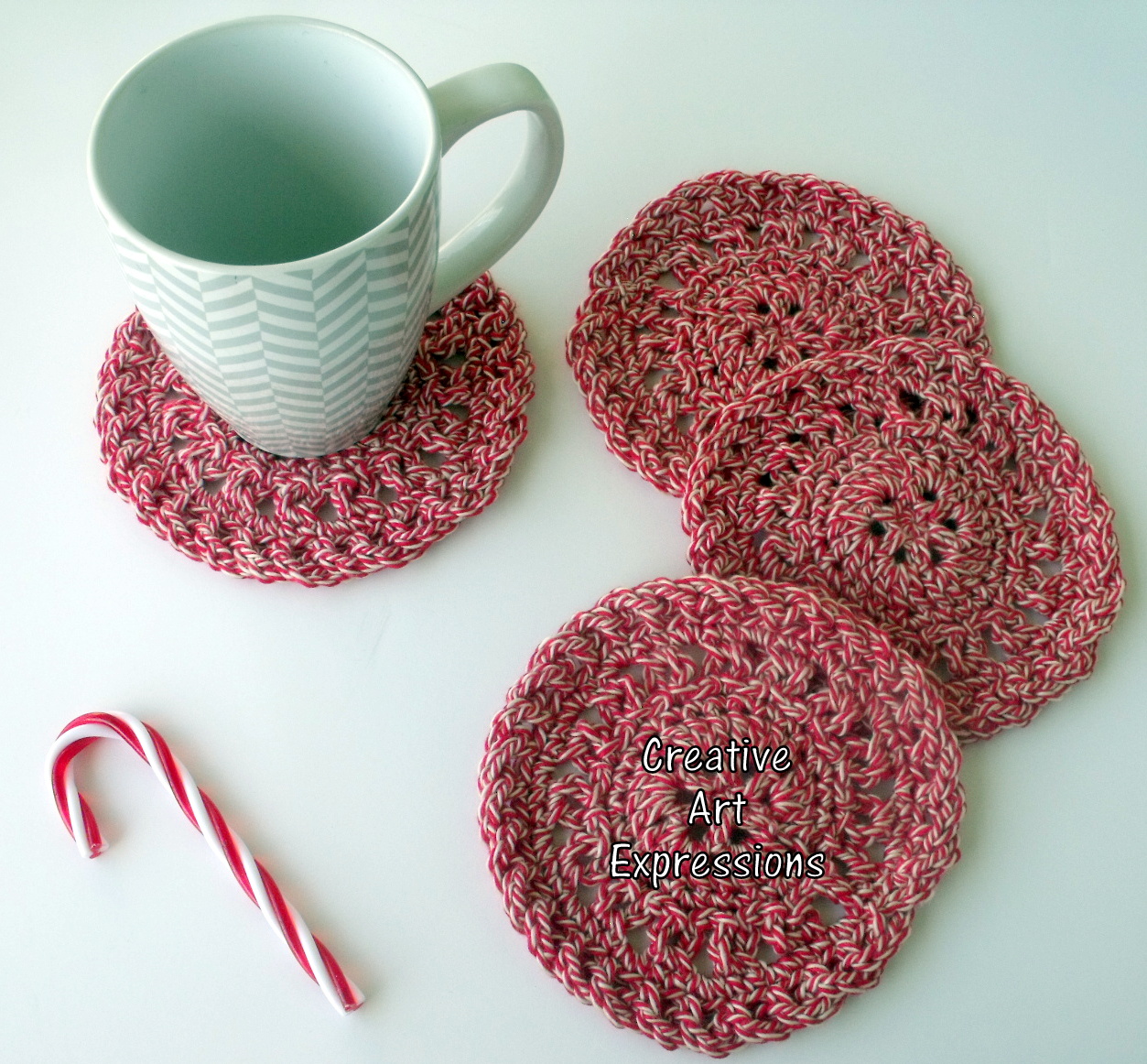 Red & White Candy Cane Christmas Coasters