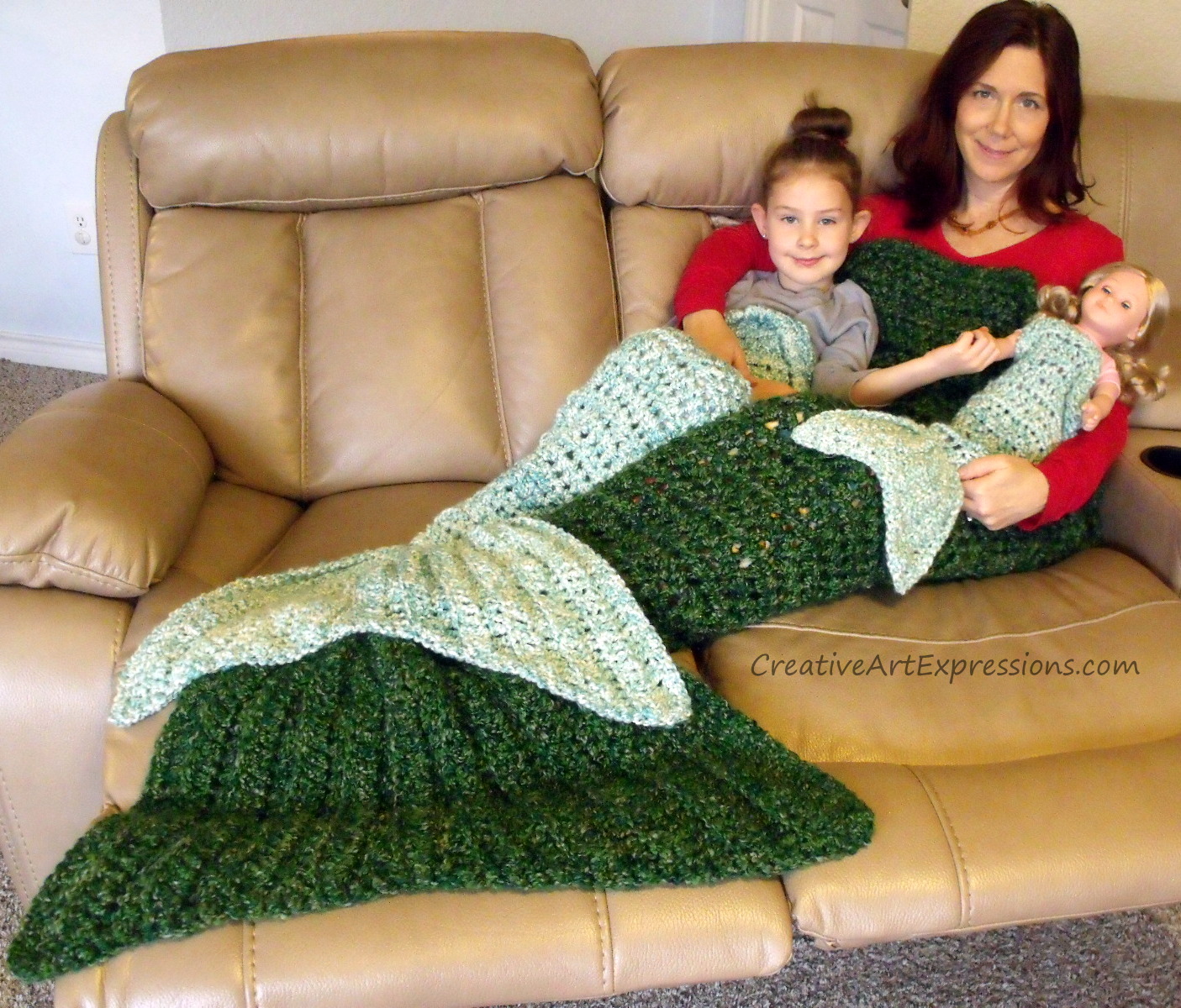 Mother Daughter & Doll Mermaid Blankets