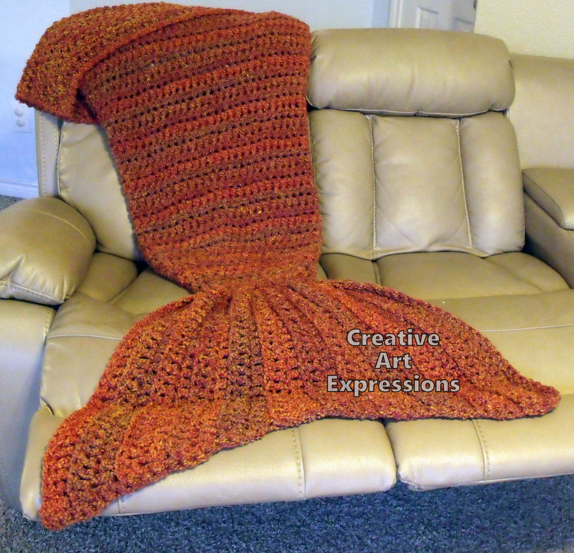 Plus Size Mermaid Blanket in Mandarin