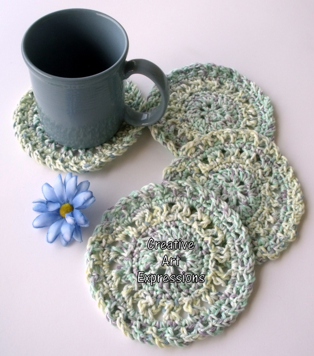 Pastel Crocheted Round Coasters