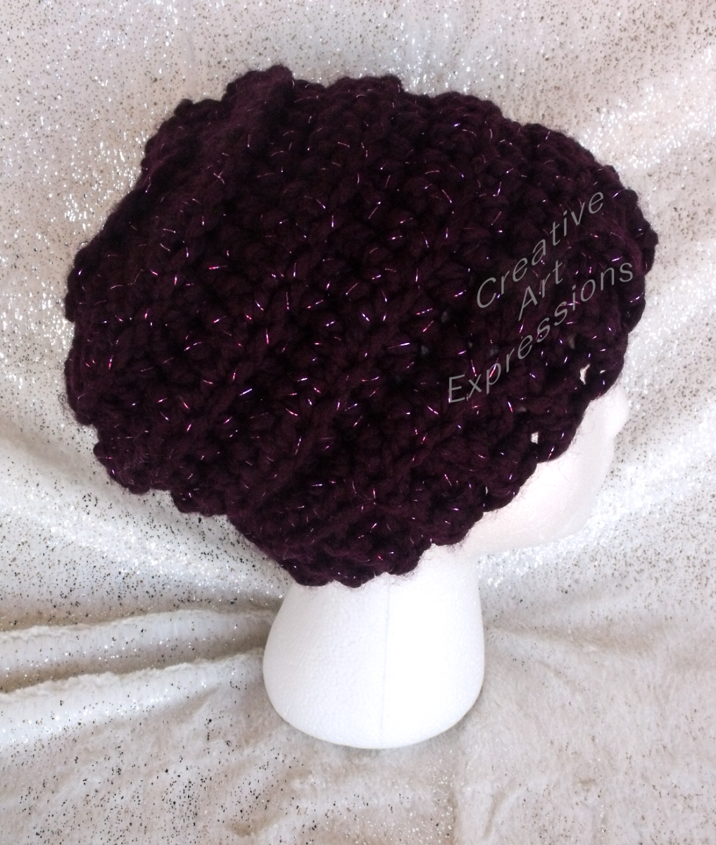 Deep Purple Beehive Slouchy Hat Adult Teen