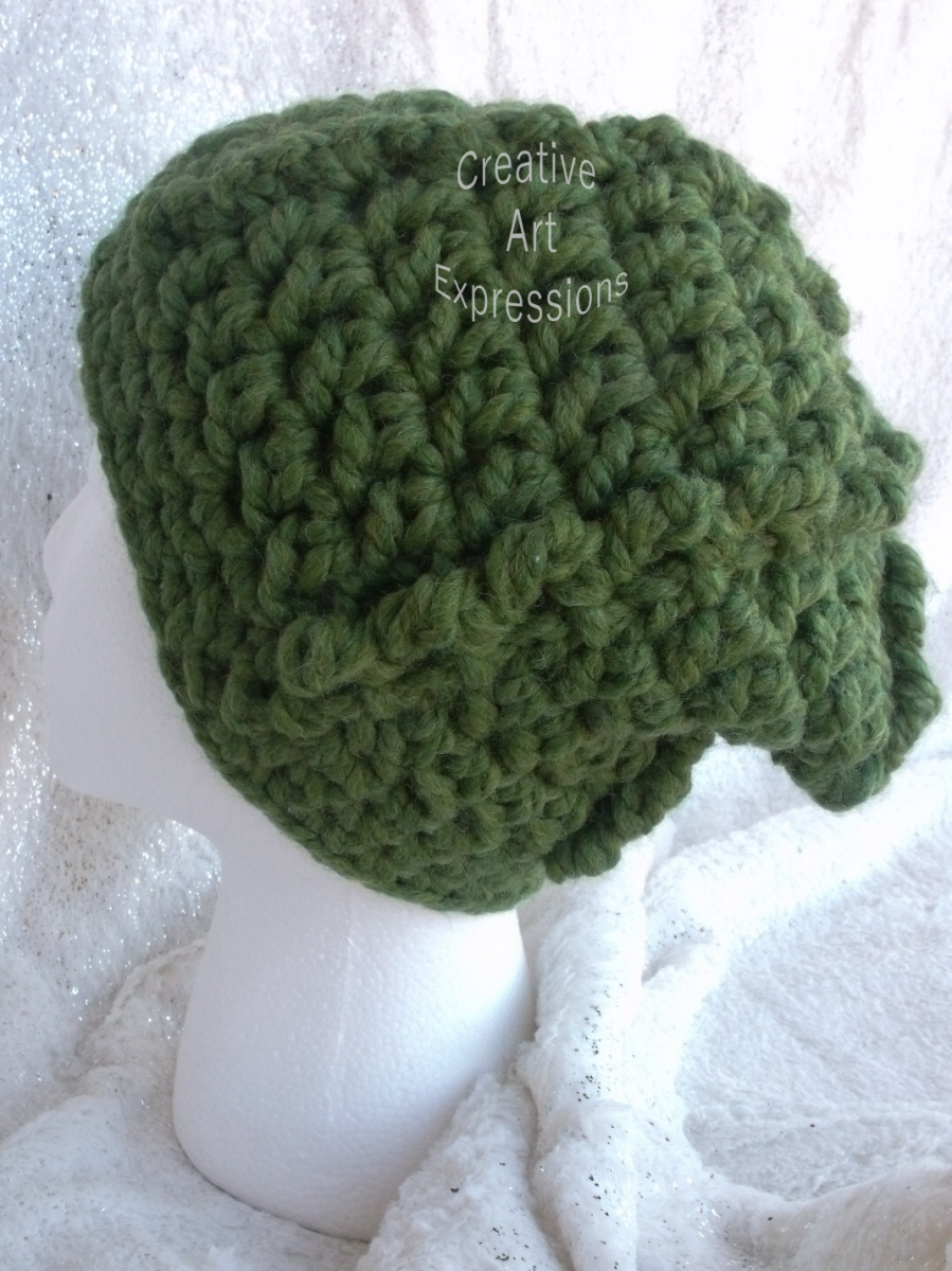 Green Chunky Slouchy Ridged Adult Teen Hat