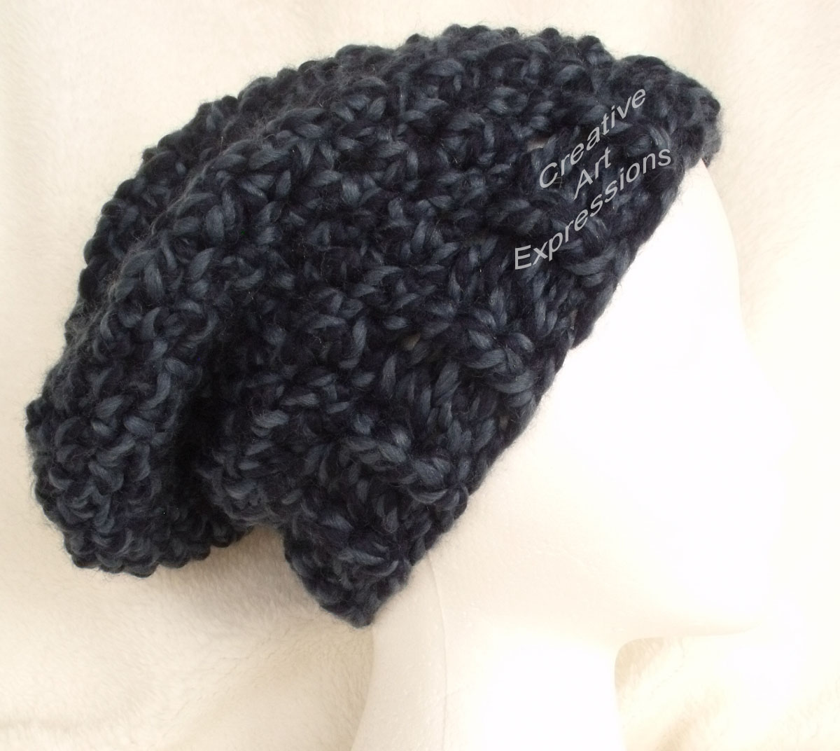 Slouchy Chunky Beanie Adult Teen in Denim Twist