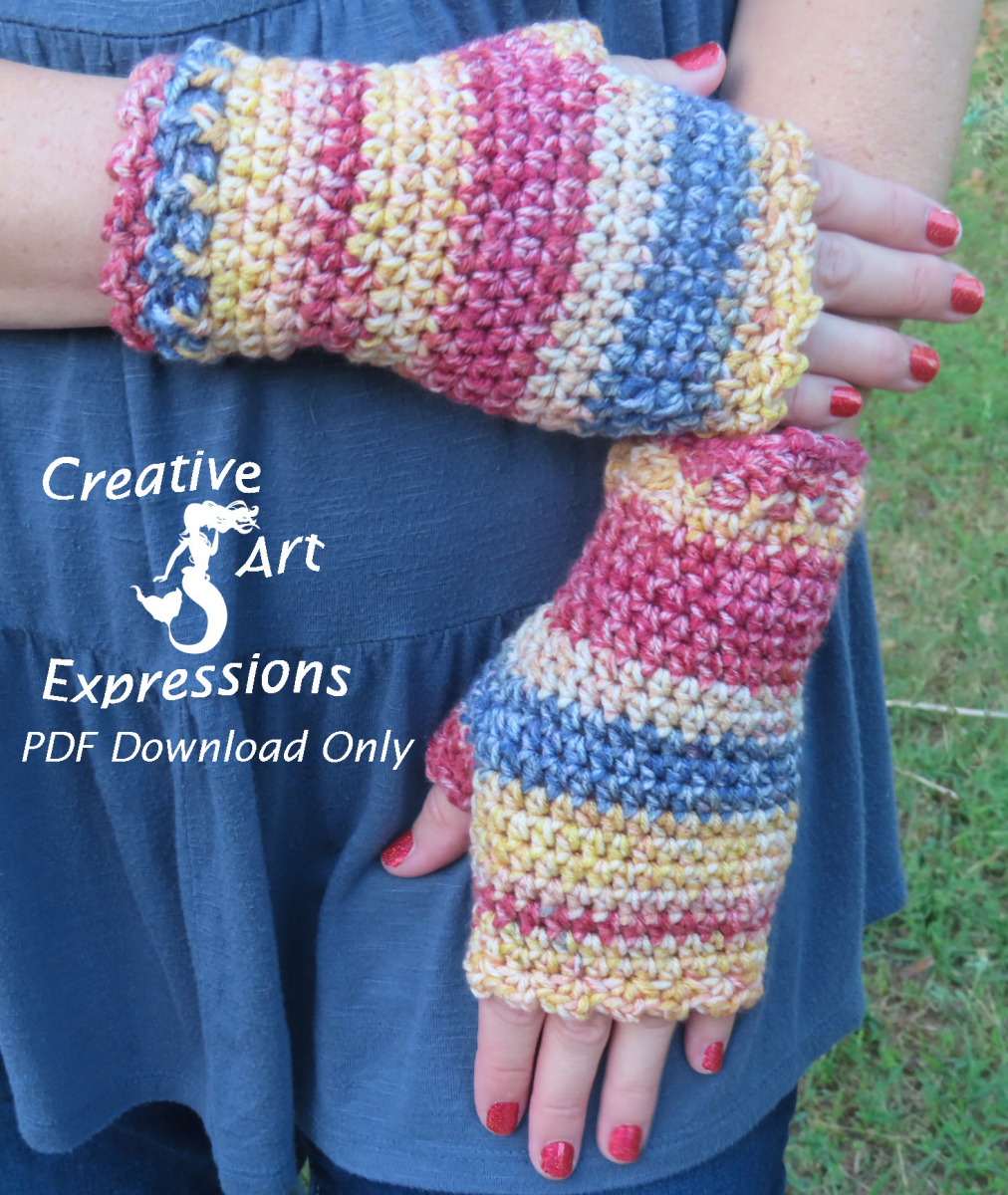 Beginner Fingerless Gloves Adult Teen Crochet