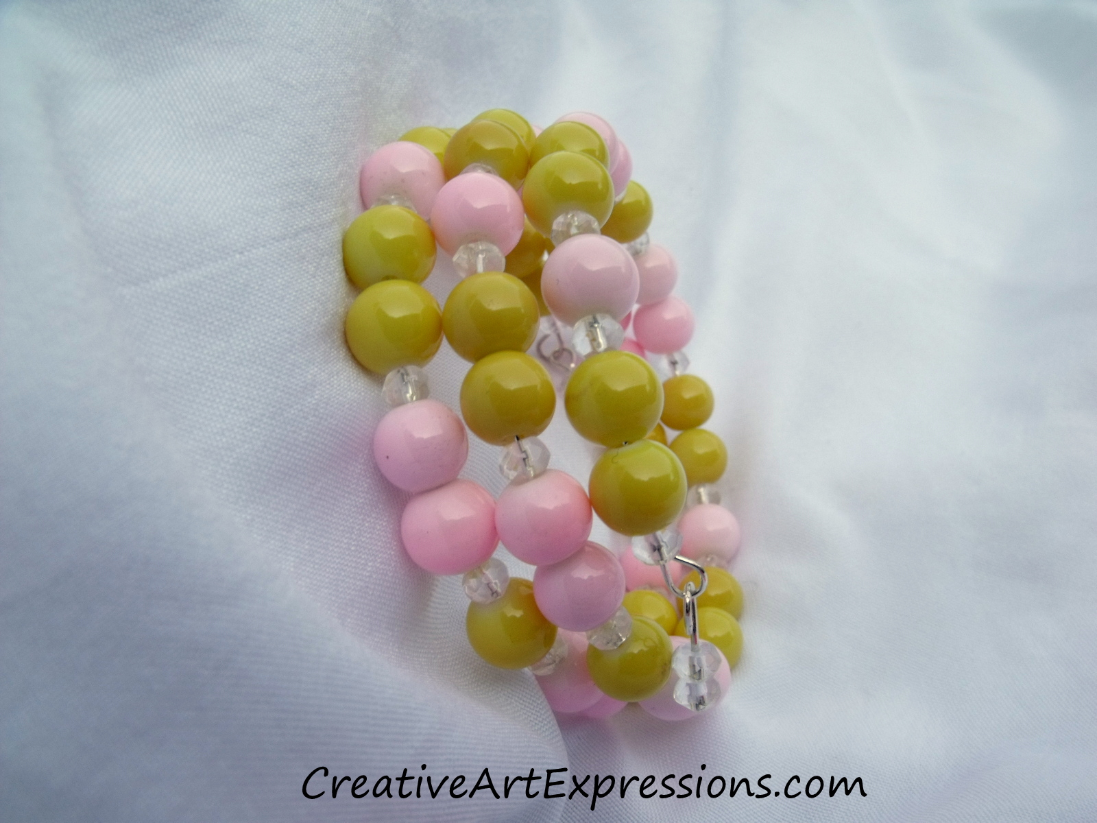 Creative Art Expressions Handmade Pink & Yellow Bracelet