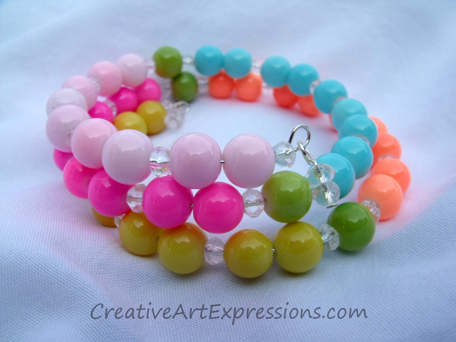 Creative Art Expressions Handmade Neon Multi Colored Bracelet