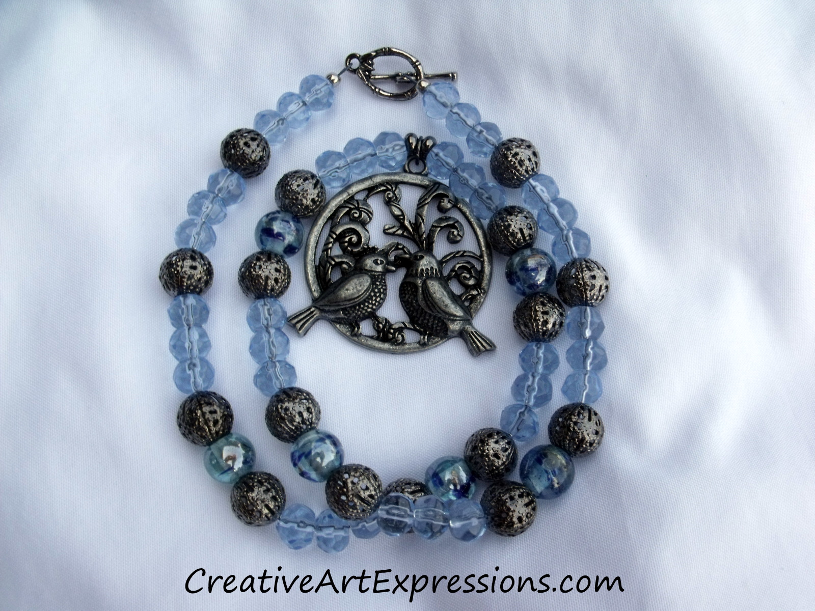 Creative Art Expressions Handmade Blue Bird Necklace