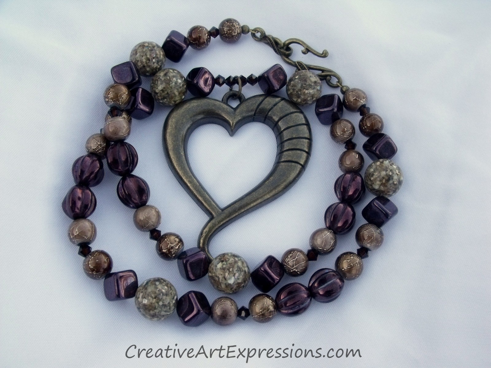 Creative Art Expressions Handmade Autumn Heart Necklace