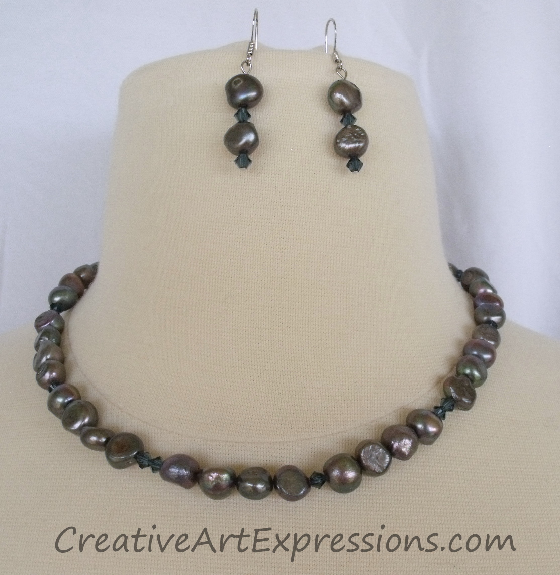 Creative Art Expressions Mystic Blue Freshwater Pearl Necklace & Earring Set Jewelry Design