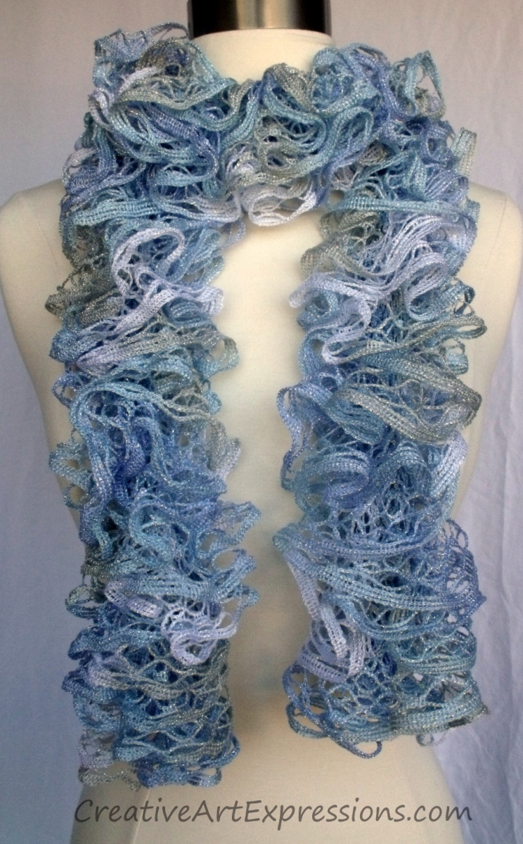 Creative Art Expressions Hand Knitted Winter Wonderland Christmas Ruffle Scarf