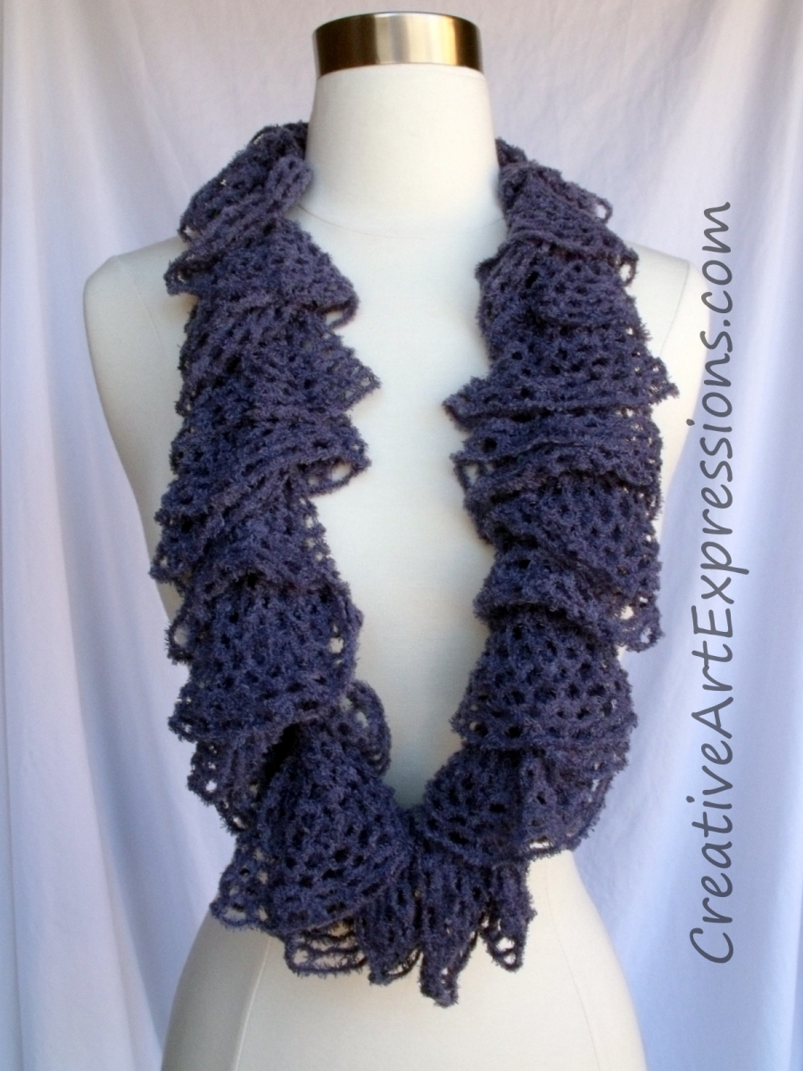 Creative Art Expresssions Hand Knit River Frill Lace Soft Ruffle Scarf