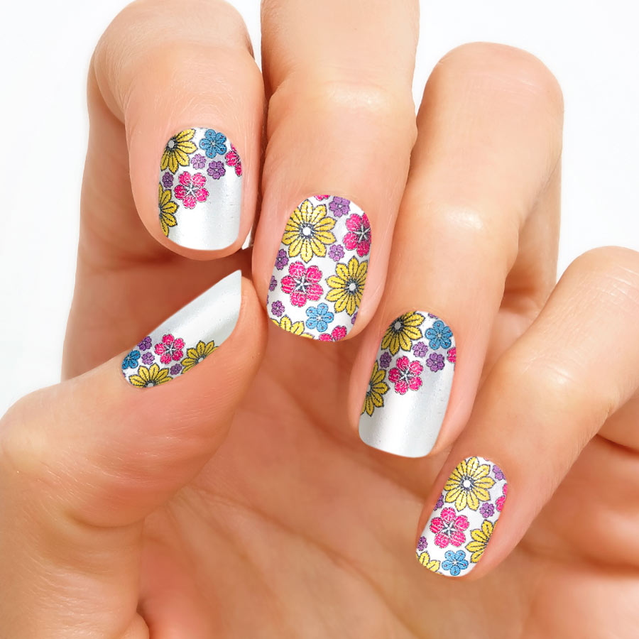 Bright Floral Nail Polish Strips