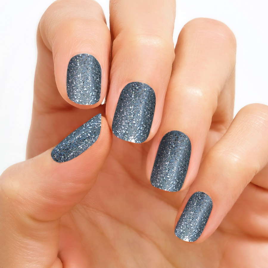 Moon River Nail Polish strips in Grayish Sparkle Glitter