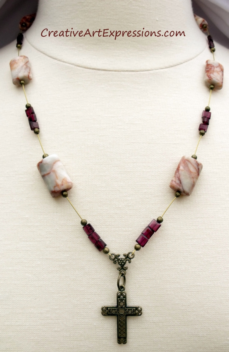 Creative Art Expressions Handmade Redline Marble Prayer Beads Necklace Jewelry Design