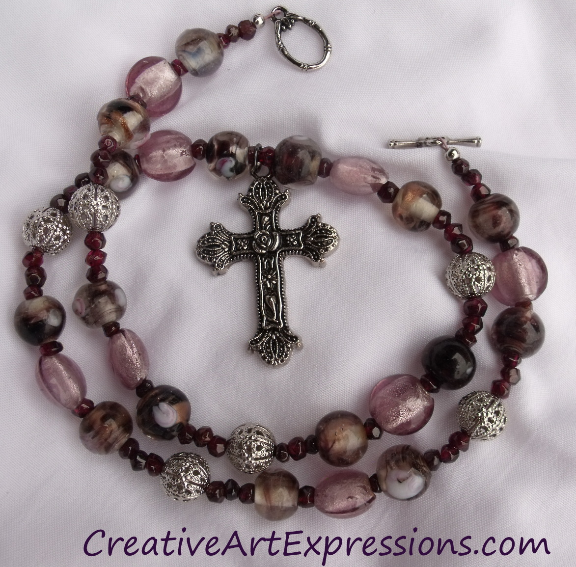 Creative Art Expressions Handmade Amethyst Prayer Beads Necklace Jewelry Design